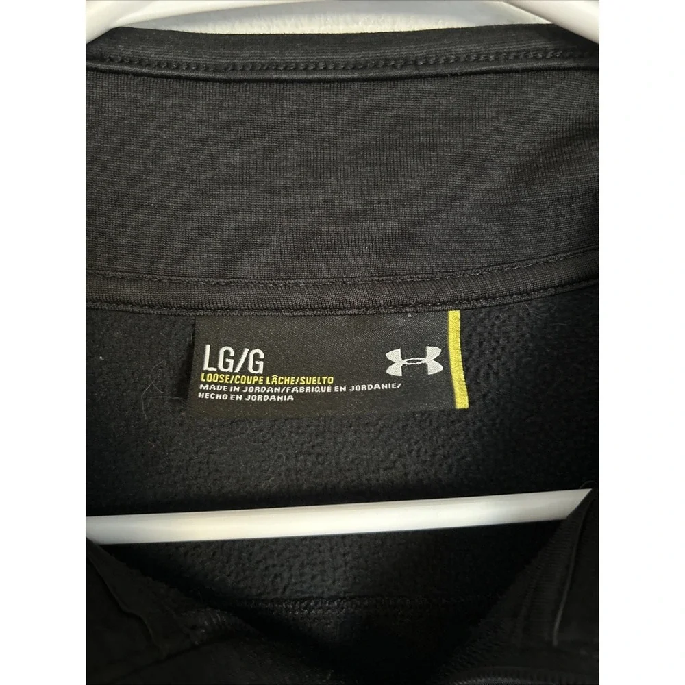 Under Armour Golf Jacket 1/4 Zip Fleece Loose Black Athletic Mens Sz Large